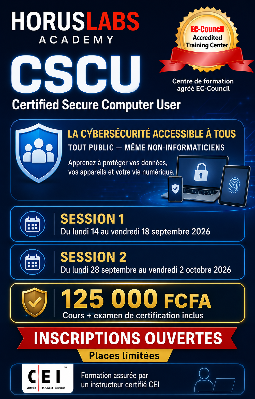 Affiche Certified Secure Computer User (CSCU) — Session 1